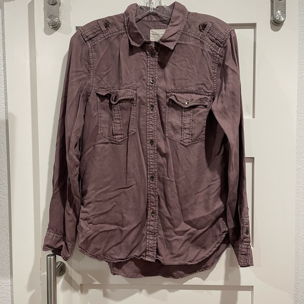 Maroon Flannel Style Solid Button Up